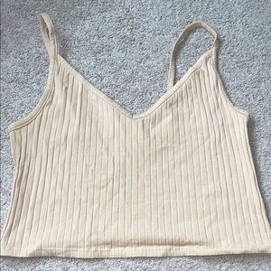 H&M Ribbed V-Neck Camisole in Light Beige